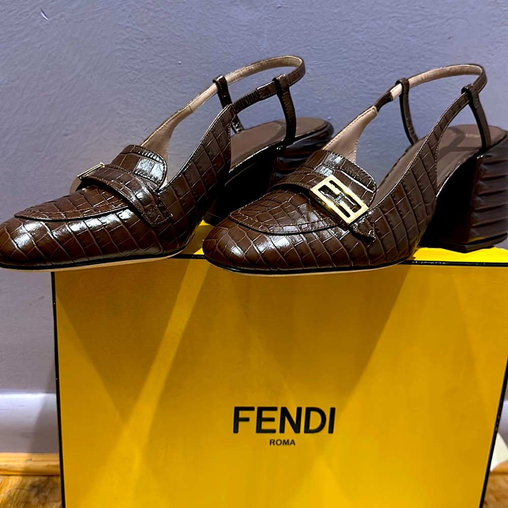 Fendi block heel mule